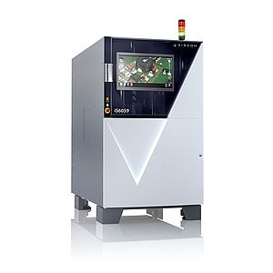 Viscom 3D AOI | Premium: iS6059 PCB Inspection Plus A render image of the Viscom system iS6059 PCB inspection Plus rotated to the right