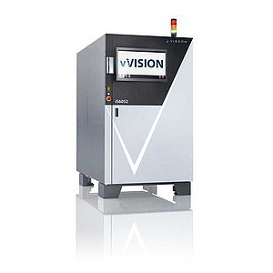 Viscom 3D AOI | Top-side: iS6052 THT A render image of the Viscom system iS6052 THT inspection rotated to the right.