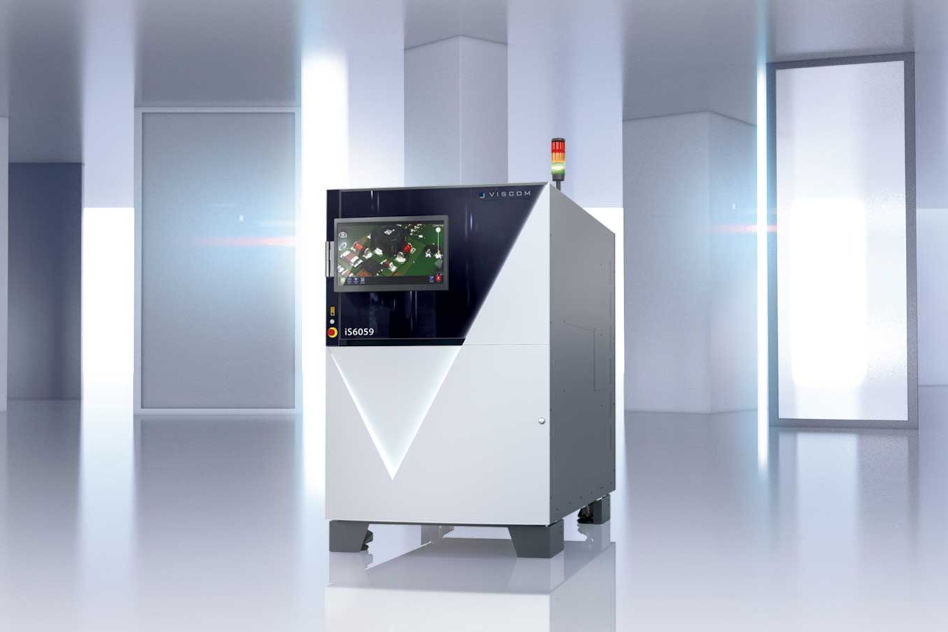 Viscom AOI | Dual-Lane Inspection This is a 3D render of Viscom's product AOI iS6059 Dual-Lane Inspection. An automatic optical inspection system for components developed in 2024.